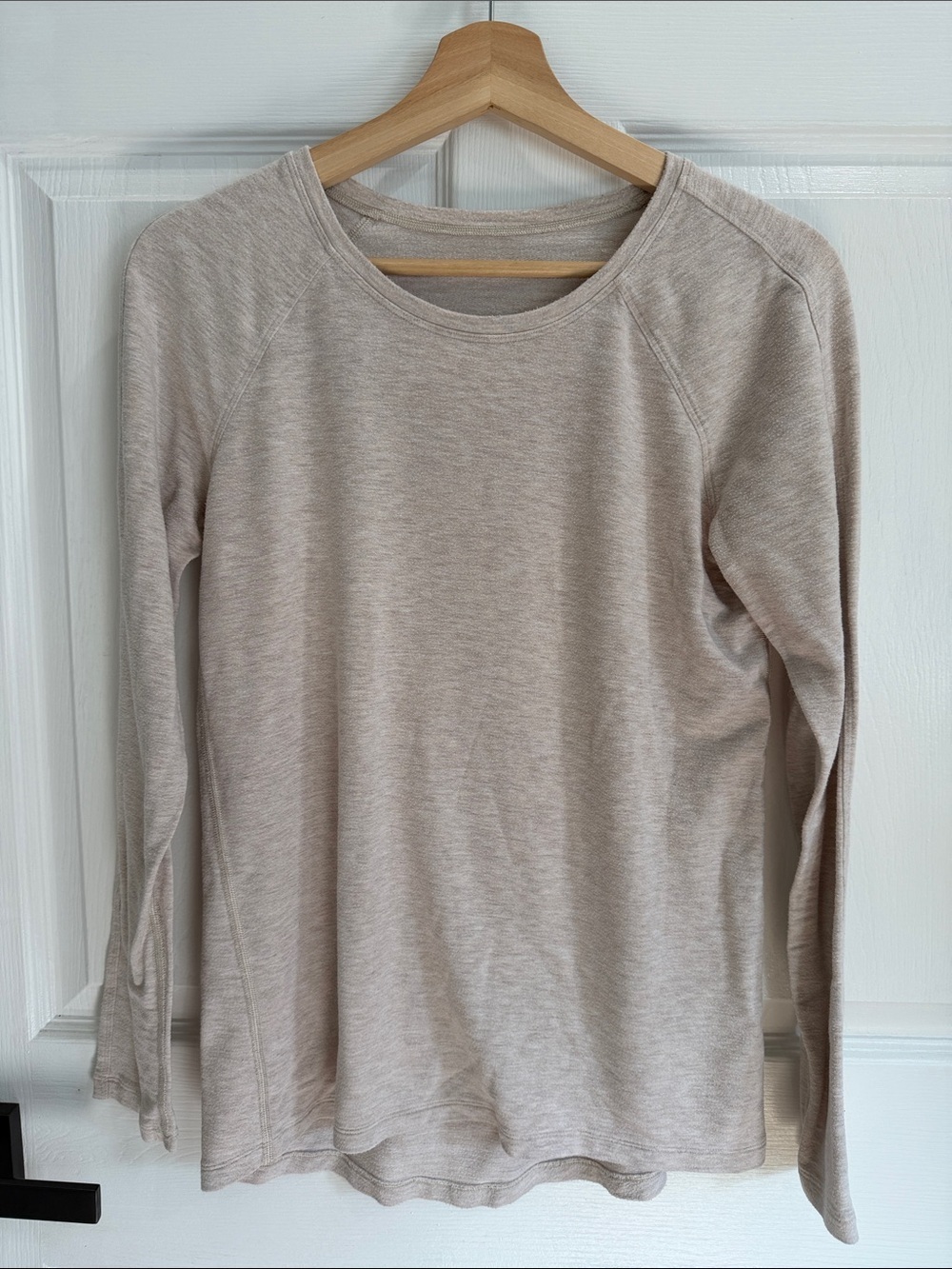 Neutral Beige Long Sleeve Crewneck Top
